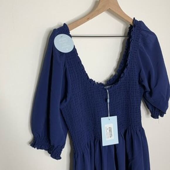 Hill House The Luisa Nap Blue Navy Crepe Dress Womens New Size XL - Picture 7 of 16